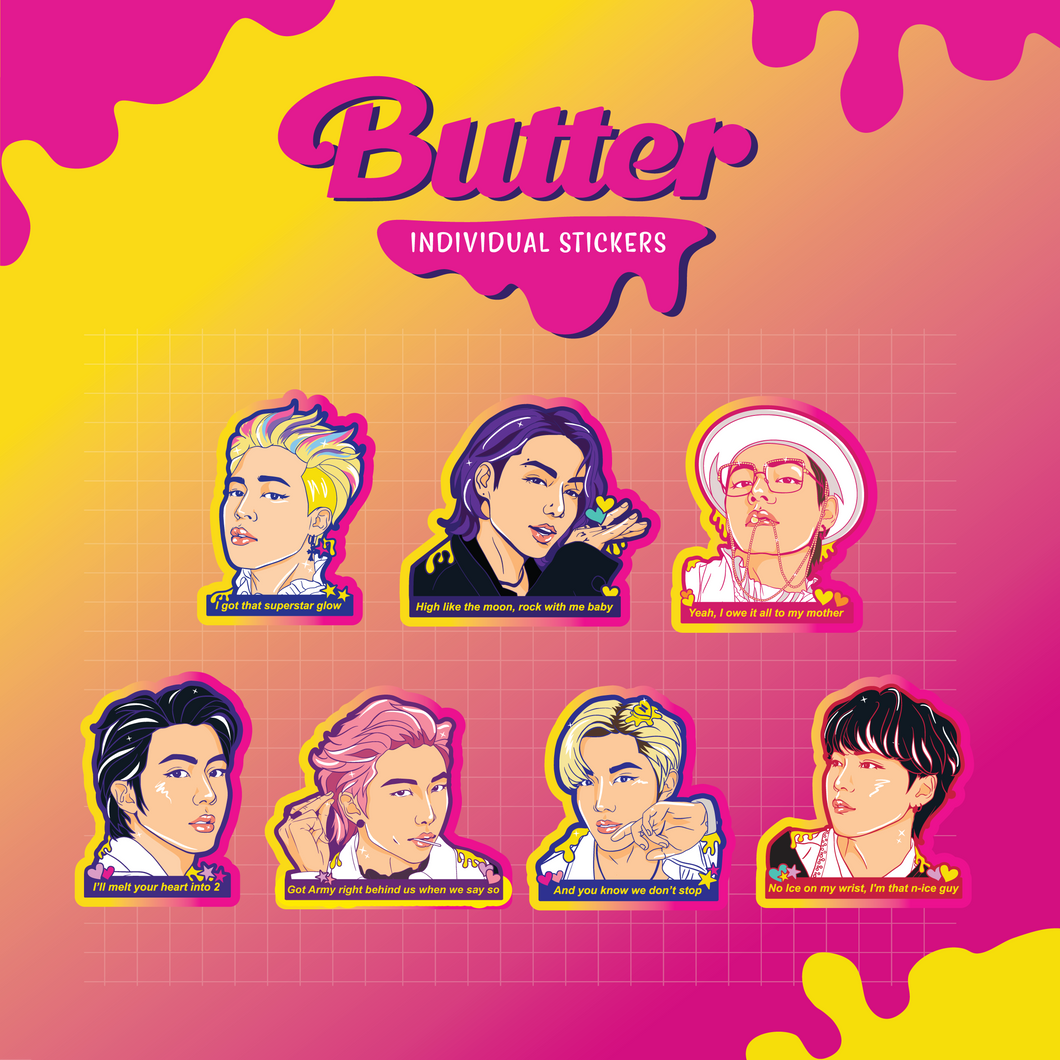BTS Butter Colour Version Stickers with Gradient Outline