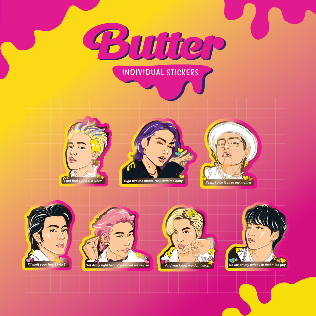 BTS Butter Gold Version Stickers with Gradient Outline